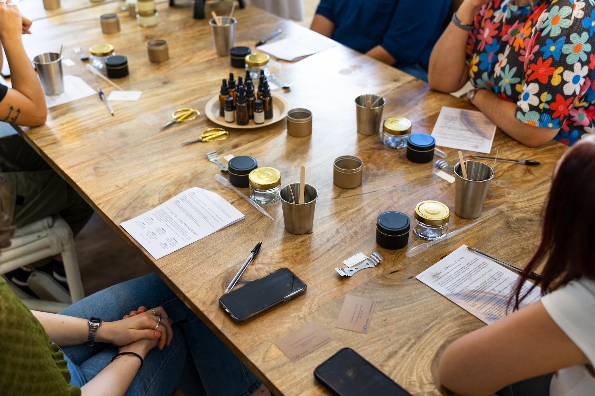 Table with tasting trays and notes